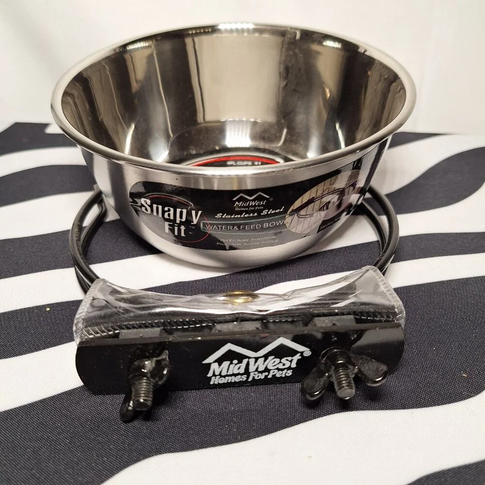 NWT Midwest Snap'y Fit Stainless Steel Water & Feed Bowl - 1 quart (4 cups)